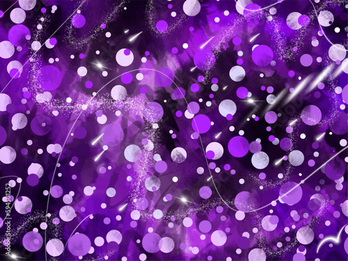 Shining and shimmering purple bokeh beautiful fantasy vector background isolated on horizontal landscape template. Cool party celebration glamour themed vector wallpaper for poster or prints.