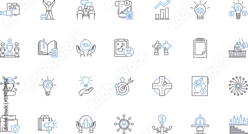 Sales Planning line icons collection. Forecasting, Strategy, Pipeline, Targeting, Prospecting, Budgeting, Conversion vector and linear illustration. Territory,Objectives,Prospects outline signs set