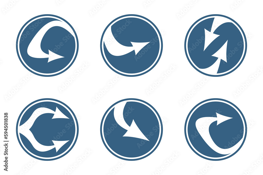 Abstract arrow vector icons. Arrow direction circle. Abstract arrow vector icons. Arrow direction circle.