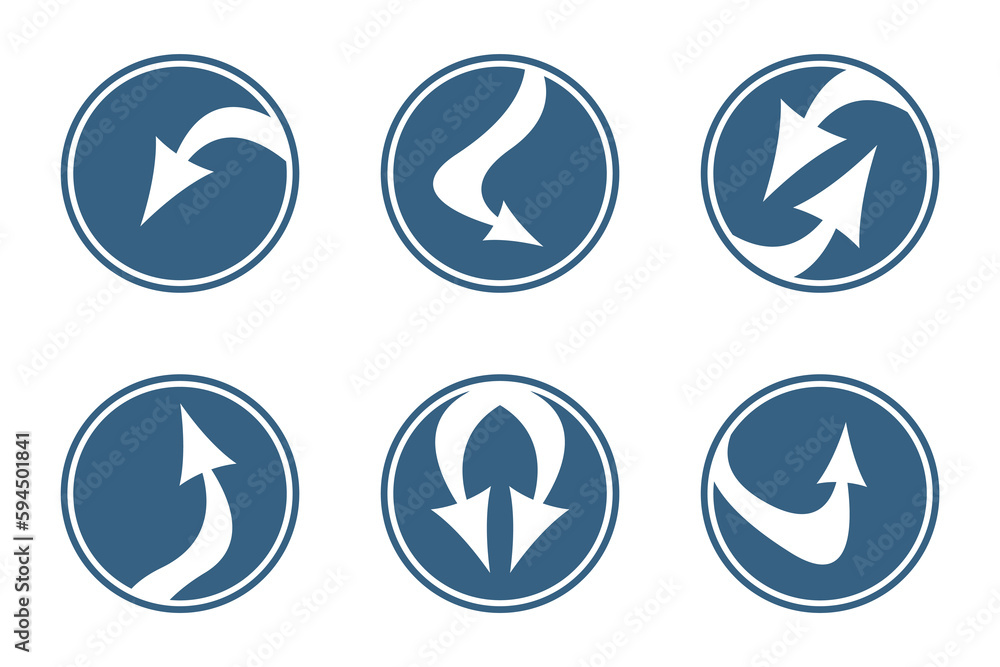 Abstract arrow vector icons. Arrow direction circle. Abstract arrow vector icons. Arrow direction circle.