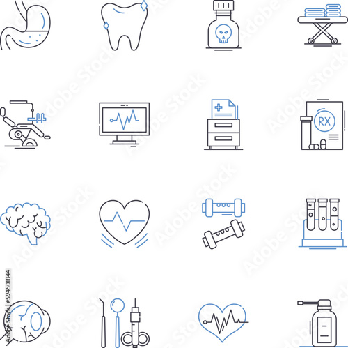 Dermatology line icons collection. Acne, Eczema, Psoriasis, Melanoma, Rosacea, Cystic, Inflammation vector and linear illustration. Hives,Fungal,Keratosis outline signs set