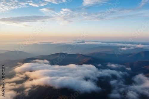 Aerial sunset view over the Blue Ridge Mountains Sky with clouds Sky background-transformed