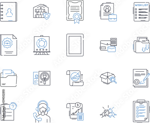 Regulatory compliance line icons collection. Compliance, Regulations, Policies, Rules, Procedures, Governance, Standards vector and linear illustration. Laws,Controls,Audit outline signs set