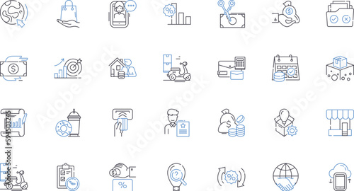 Banking line icons collection. Savings, Loans, Credit, Checking, Accounts, Interest, Deposits vector and linear illustration. Withdrawals,Investments,Equity outline signs set