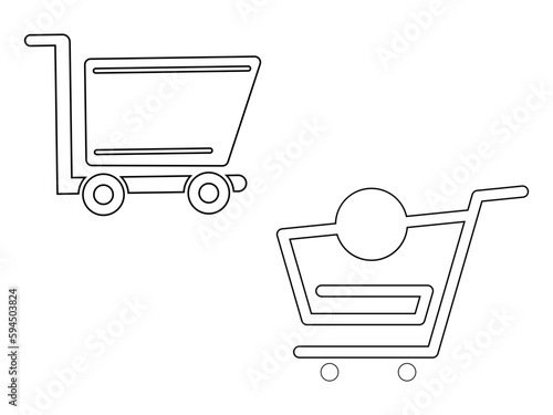 shopping cart icon on internet button outline design, shopping car outline vector art design, black and white design free download,