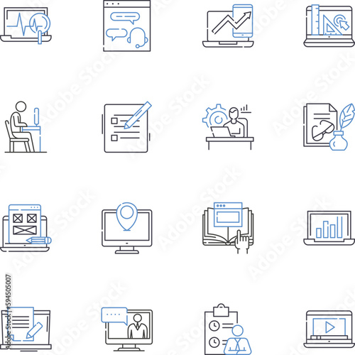 Routine process line icons collection. Automate, Synchronize, Consistency, Repetitive, Efficiency, Streamline, Optimization vector and linear illustration. Flow,Schedule,Standardization outline signs