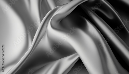 Silver grey silk fabric background texture abstract pattern. Luxury satin cloth 3d rendering illustration. 