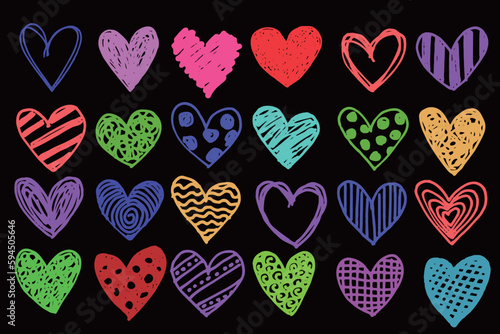 Hand drawn heart mark set,vector illustration
