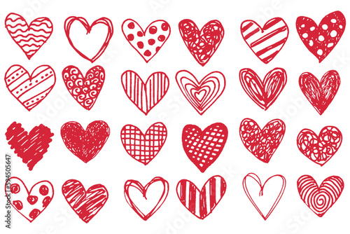 Hand drawn heart mark set,vector illustration