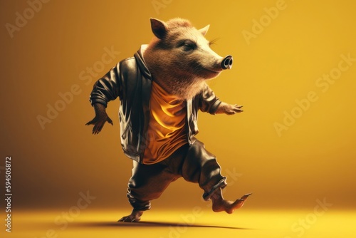Boar Cool Street Dancing Background Generative AI