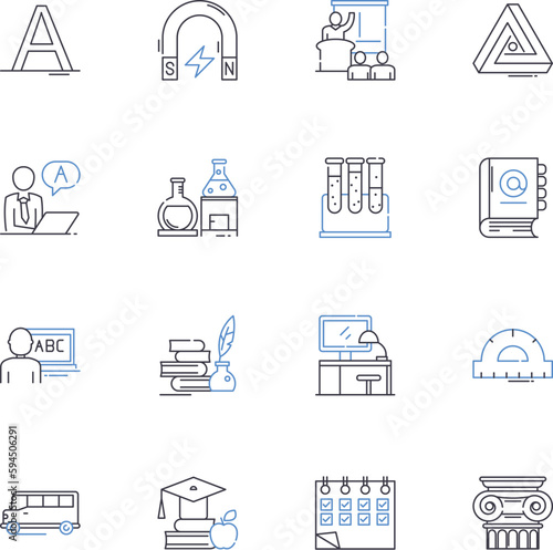 Charter school line icons collection. Innovate, Flexibility, Autonomy, Accountability, Education, Choice, Diversity vector and linear illustration. Empowerment,Learner-driven,Low-income outline signs