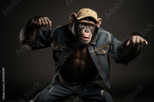 Chimpanzee Hip Street Dancing Background Generative AI