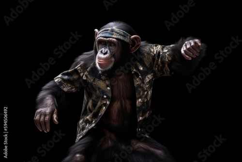 Chimpanzee Rapper Street Dancing Backdrop Generative AI