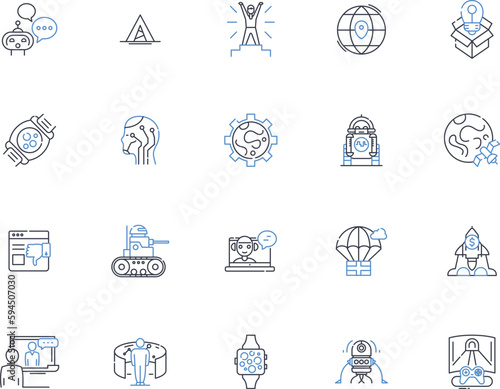 Visionary goal line icons collection. Innovation, Creativity, Ambition, Ingenuity, Ideation, Progress, Game-changing vector and linear illustration. Breakthrough,Futuristic,Revolutionary outline signs