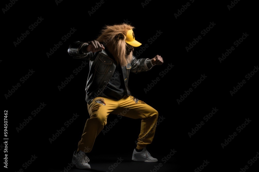 Lion Hip Hop Street Dancing Showing Some Moves Generative AI
