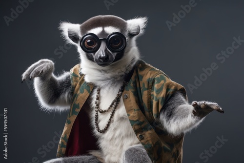 Lemur Stylish Dancer Showing Some Moves Generative AI