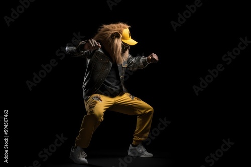 Lion Hip Hop Street Dancing Showing Some Moves Generative AI © Johnathan