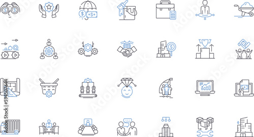 Establishment system line icons collection. Hierarchy, Power, Control, Bureaucracy, Structure, Organization, Management vector and linear illustration. Administration,Protocol,Order outline signs set