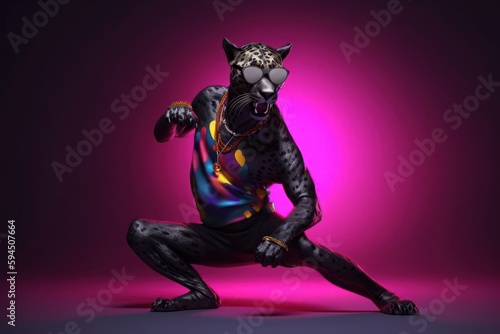 Panther Cool Street Dancing Backdrop Generative AI