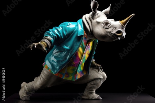 Rhino Rapper Street Dancing Having Fun Generative AI
