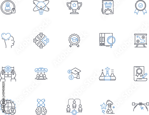 Professional growth line icons collection. Development, Advancement, Learning, Empowerment, Mastery, Self-improvement, Progression vector and linear illustration. Education,Enhancement,Enrichment