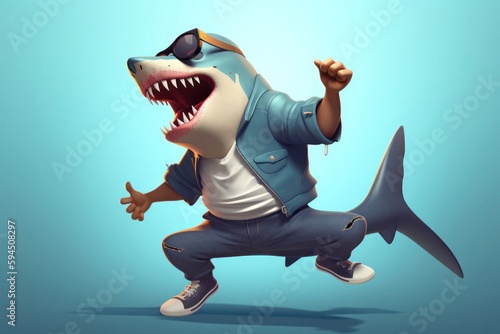Shark Stylish Dancer Showing Some Moves Generative AI