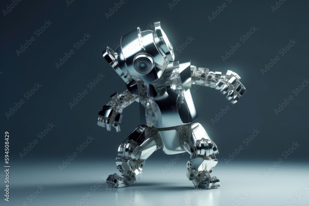 Silver Robot Cool Dancer Background Generative AI Silver Robot Cool Dancer Background Generative AI