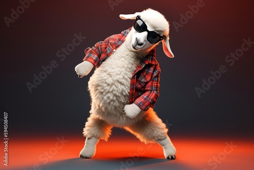 Sheep Rapper Dancer Backdrop Generative AI