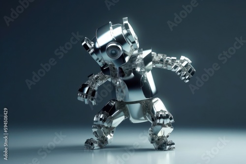 Silver Robot Cool Dancer Background Generative AI