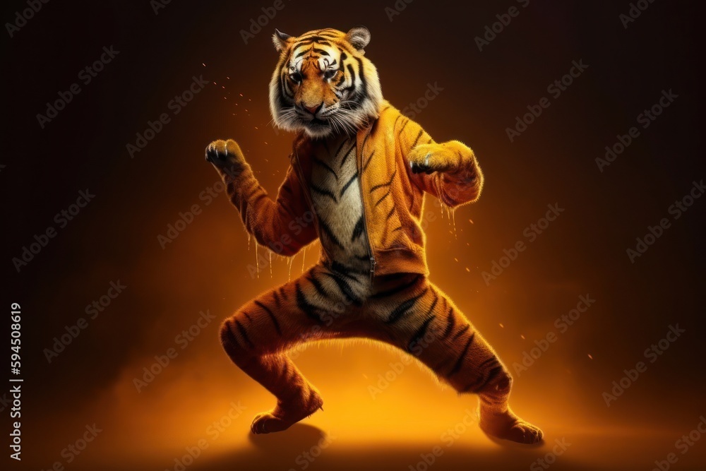 Tiger Hip Hop Dancer Having Fun Generative AI Tiger Hip Hop Dancer Having Fun Generative AI