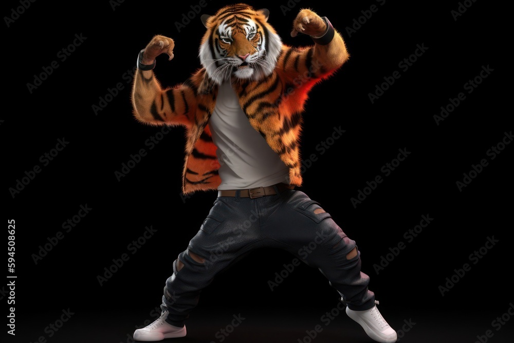 Tiger Stylish Street Dancing Background Generative AI
