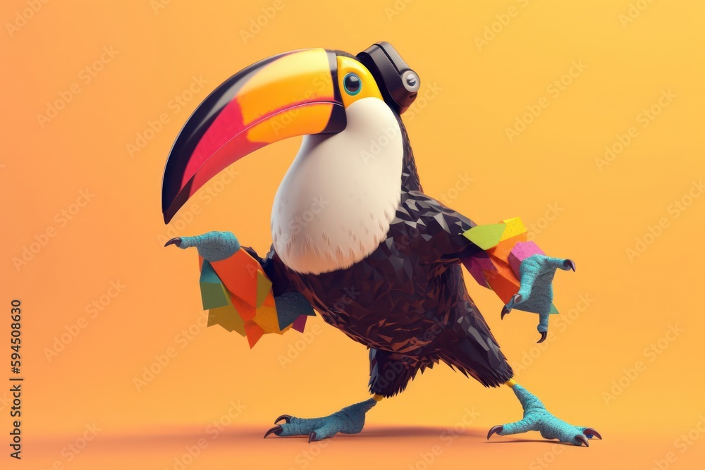 Fototapeta premium Toucan Hip Dancer Backdrop Generative AI