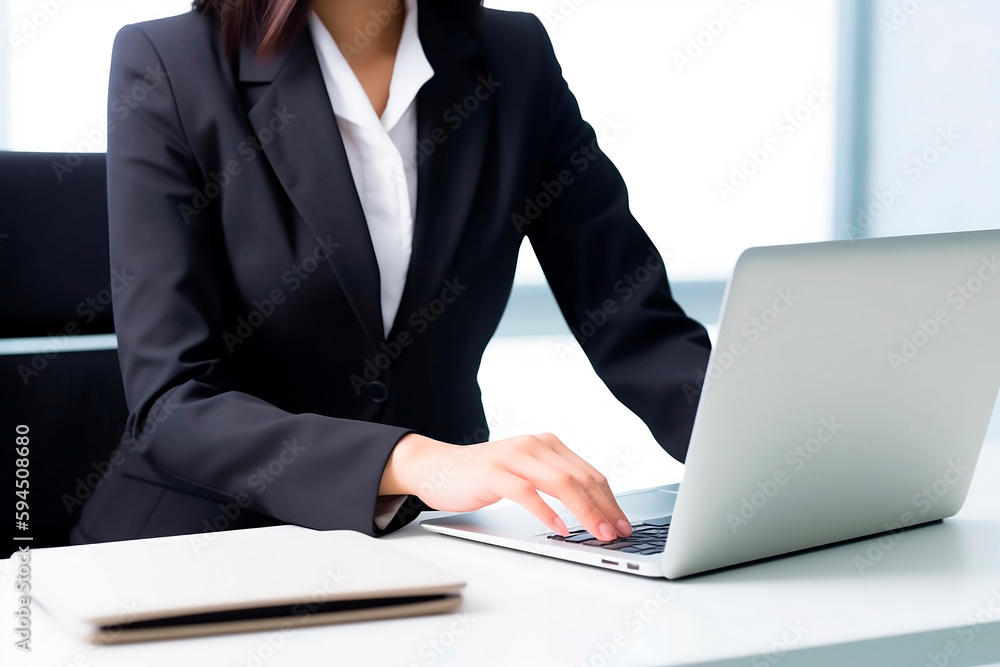 Pessoa Trabalhando com Laptop em Mesa de Escritório Pessoa Trabalhando com Laptop em Mesa de Escritório