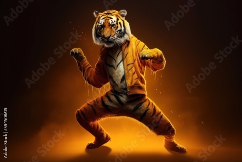 Tiger Hip Hop Dancer Having Fun Generative AI