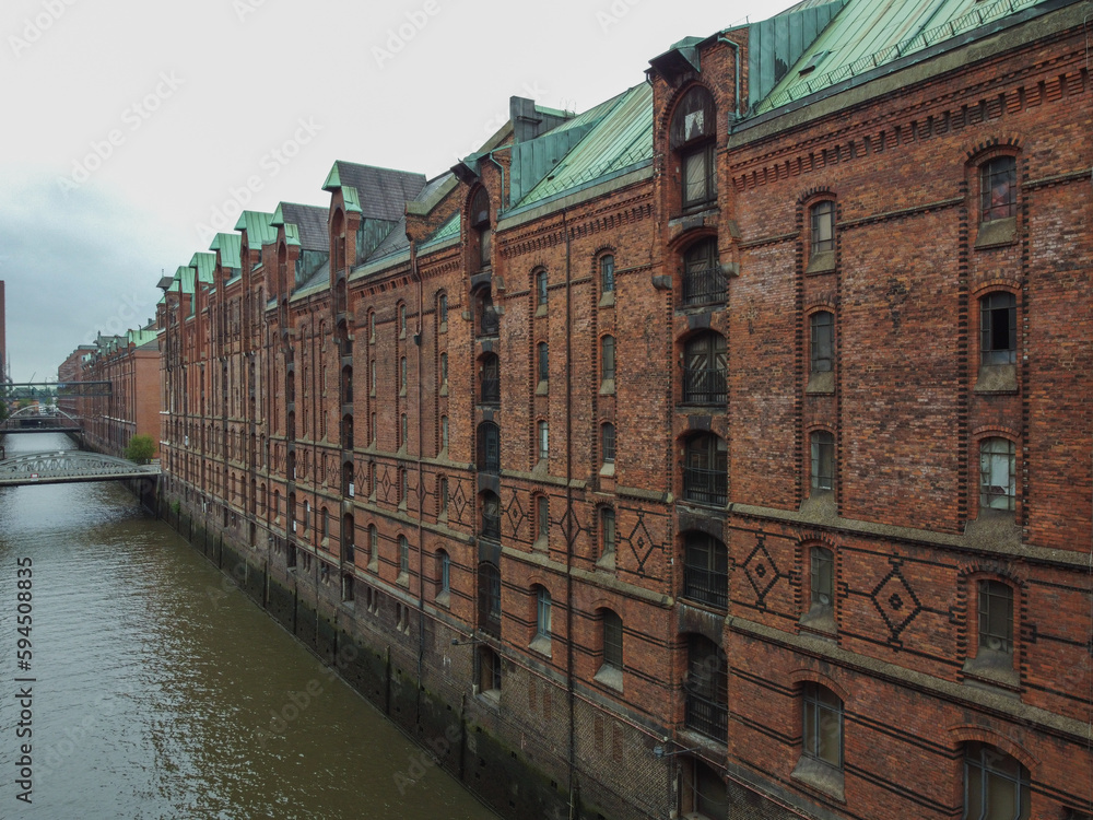 The Warehouse district Speicherstadt during spring in Hamburg, Germany. 