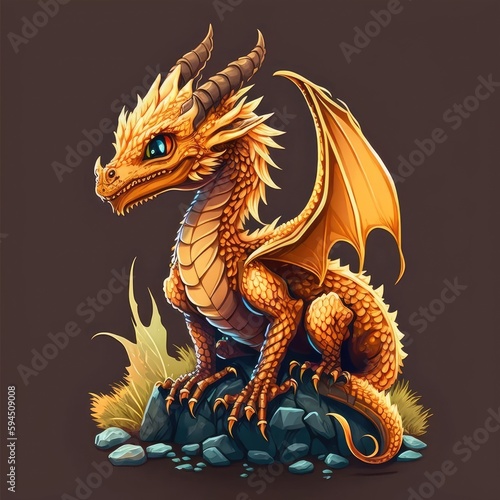 Dragon child standing on a rock created using generative AI tool © Mohammad Selim