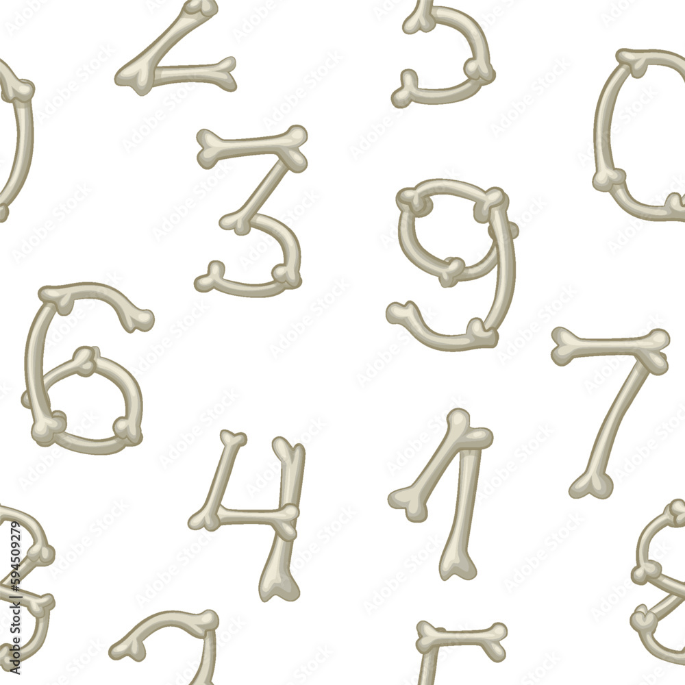 Bones numbers, vector digits. Cartoon isolated numbers on white background Bones numbers, vector digits. Cartoon isolated numbers on white background
