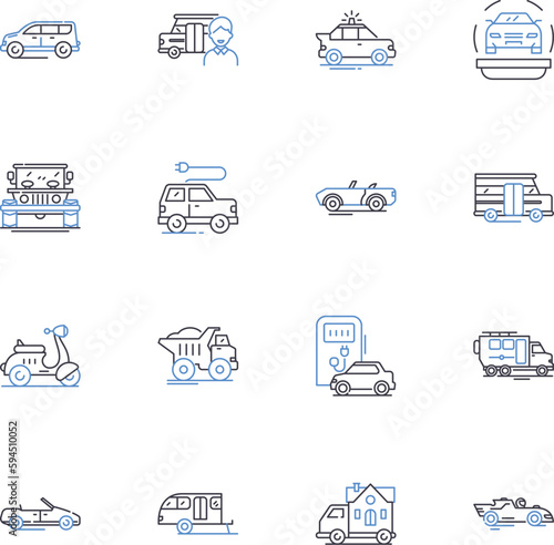 Relocation line icons collection. Move, Transfer, Relocate, Migration, Shift, Change, Remodeling vector and linear illustration. Adjustment,Transition,Shifting outline signs set