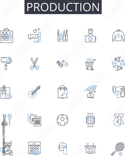Production line icons collection. Realty, Property, Listings, Agent, Home, Sale, Rent vector and linear illustration. Location,Housing,Investment outline signs set