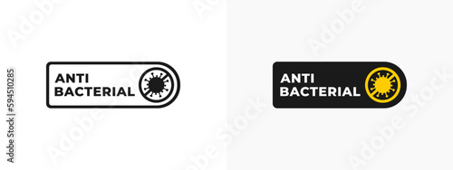 Simple Antibacterial label or Antibacterial icon vector isolated in flat style. Best Antibacterial label vector for packaging design element.. Best Antibacterial sign for product packaging design.