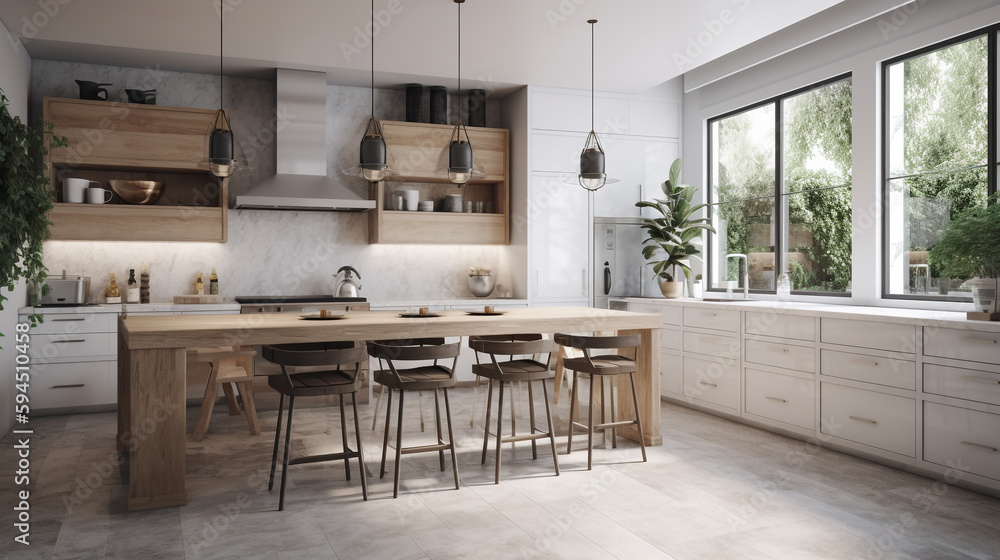 a kitchen with a clean white aesthetic style, generative ai a kitchen with a clean white aesthetic style, generative ai