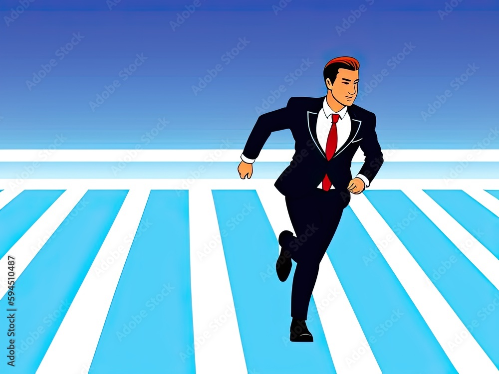Man Running a Business Race in Stadium. Generative Ai Man Running a Business Race in Stadium. Generative Ai