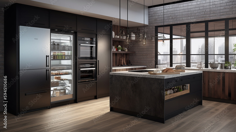 a kitchen with a sleek touch-activation, generative ai a kitchen with a sleek touch-activation, generative ai