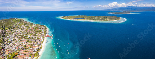 Aerial of Gili Trawangan beach in Lombok, Indonesia photo