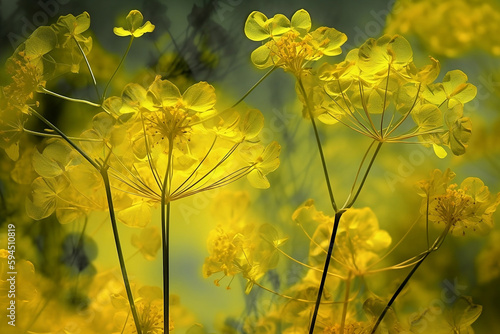 abstract yellow translucent flowers close up