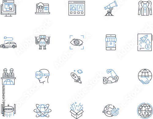 Foresight line icons collection. Insightful, Anticipation, Prescience, Visionary, Clairvoyance, Foreknowledge, Prophetic vector and linear illustration. Premonition,Far-sighted,Perceptive outline