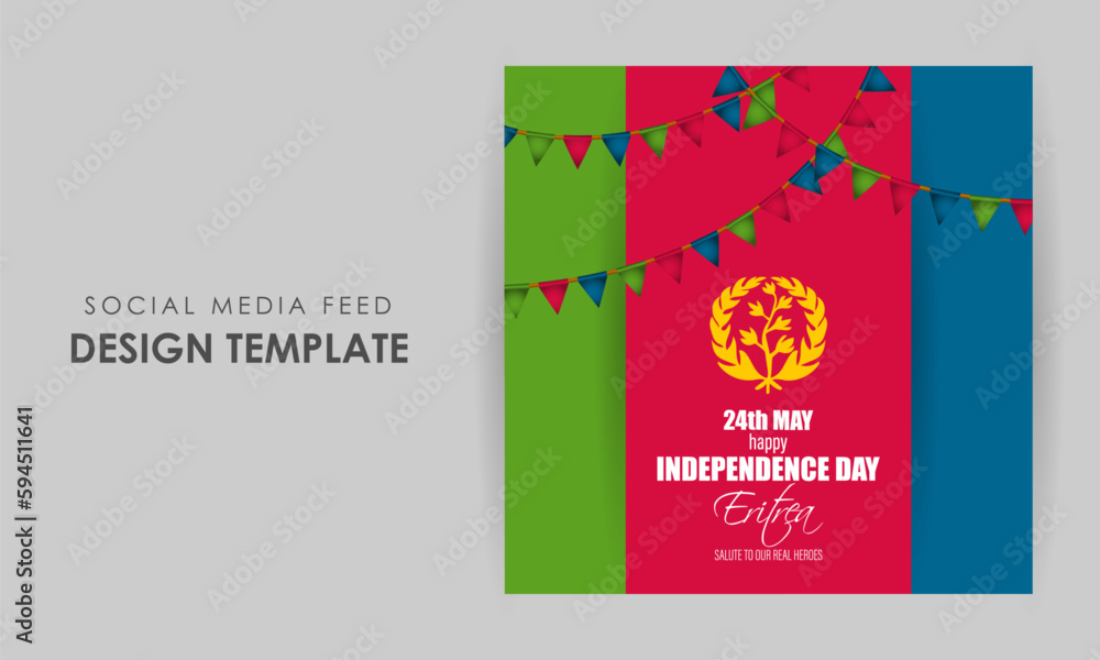 Vector illustration of Eritrea Independence Day social media story feed mockup template
