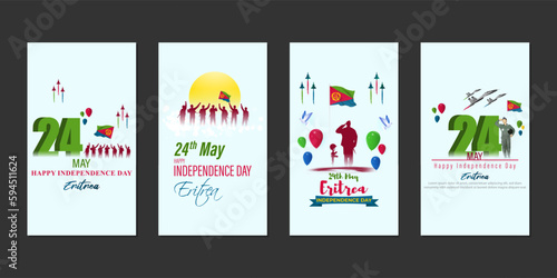 Canvas Print Vector illustration of Eritrea Independence Day social media story feed set mock