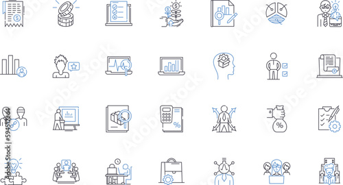 Stock line icons collection. Shares, Equity, Trading, Market, Price, Investment, Dividends vector and linear illustration. Portfolio,Capital,Liquidity outline signs set