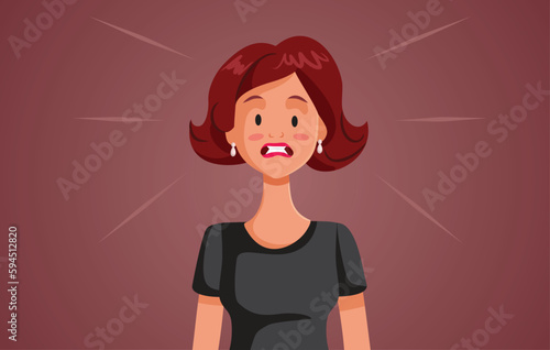 Stressed Woman Feeling Anxious and Desperate Vector Cartoon Illustration. Girl suffering from anxiety and panic attacks feeling desperate
